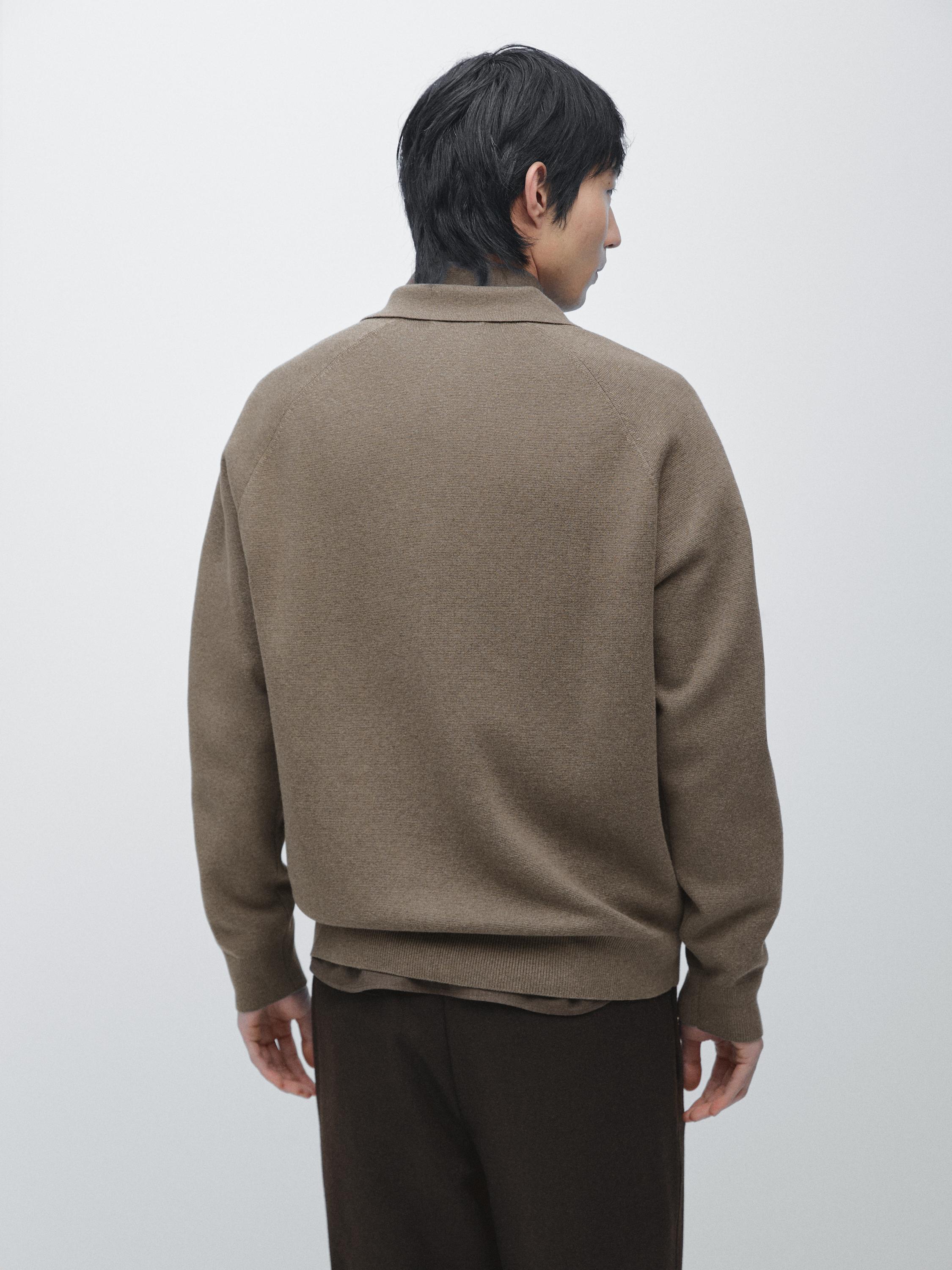 Cotton blend zip-up knit cardigan